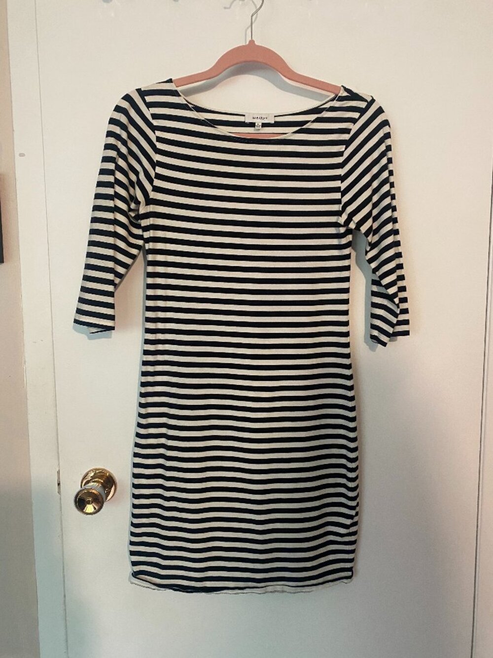Aritzia Babaton Navy & WhiteStriped Fitted Mini Dress
